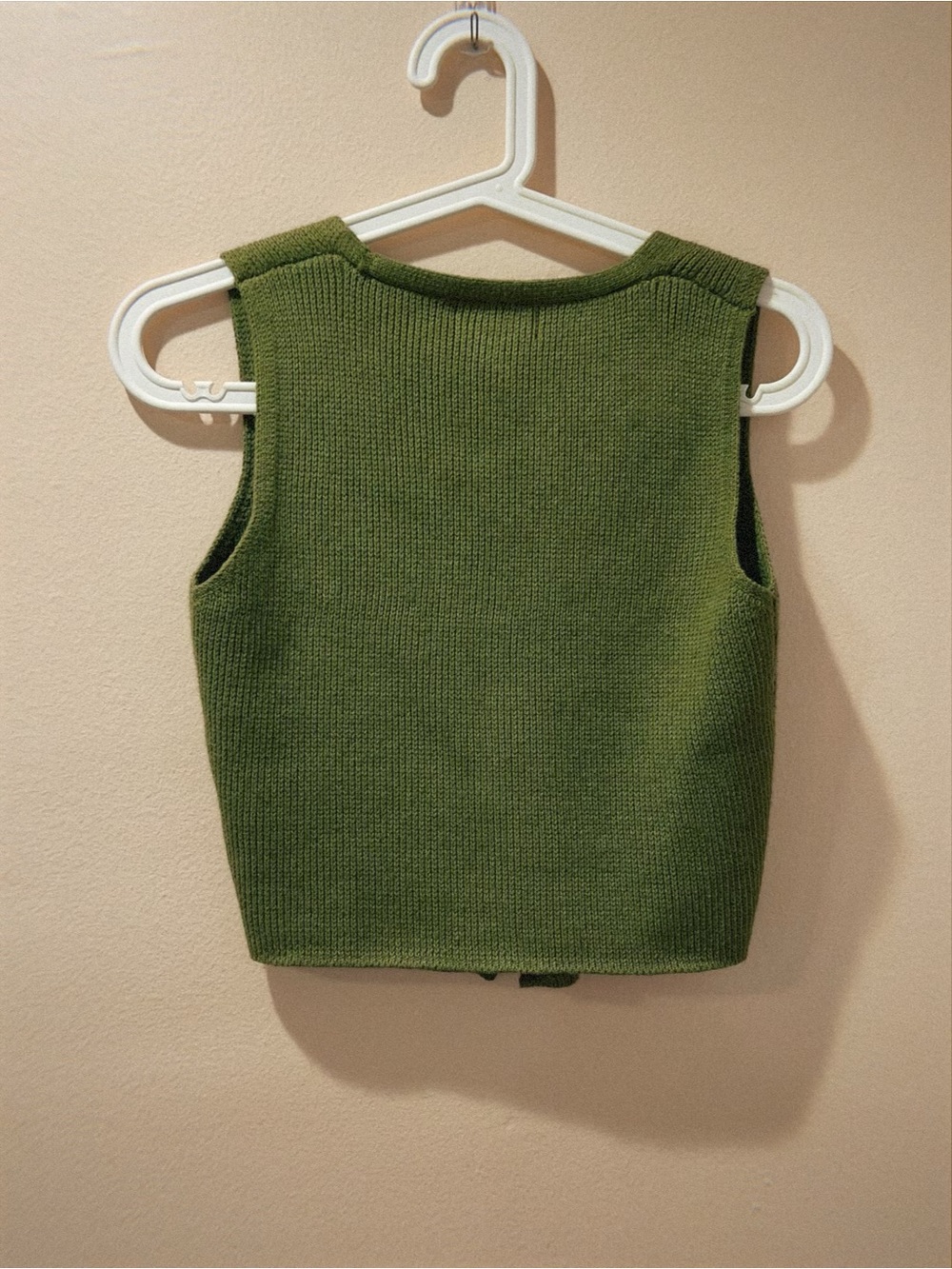Sincerly Jules Olive Green Knit V-Neck Button Vest - Picture 2 of 3